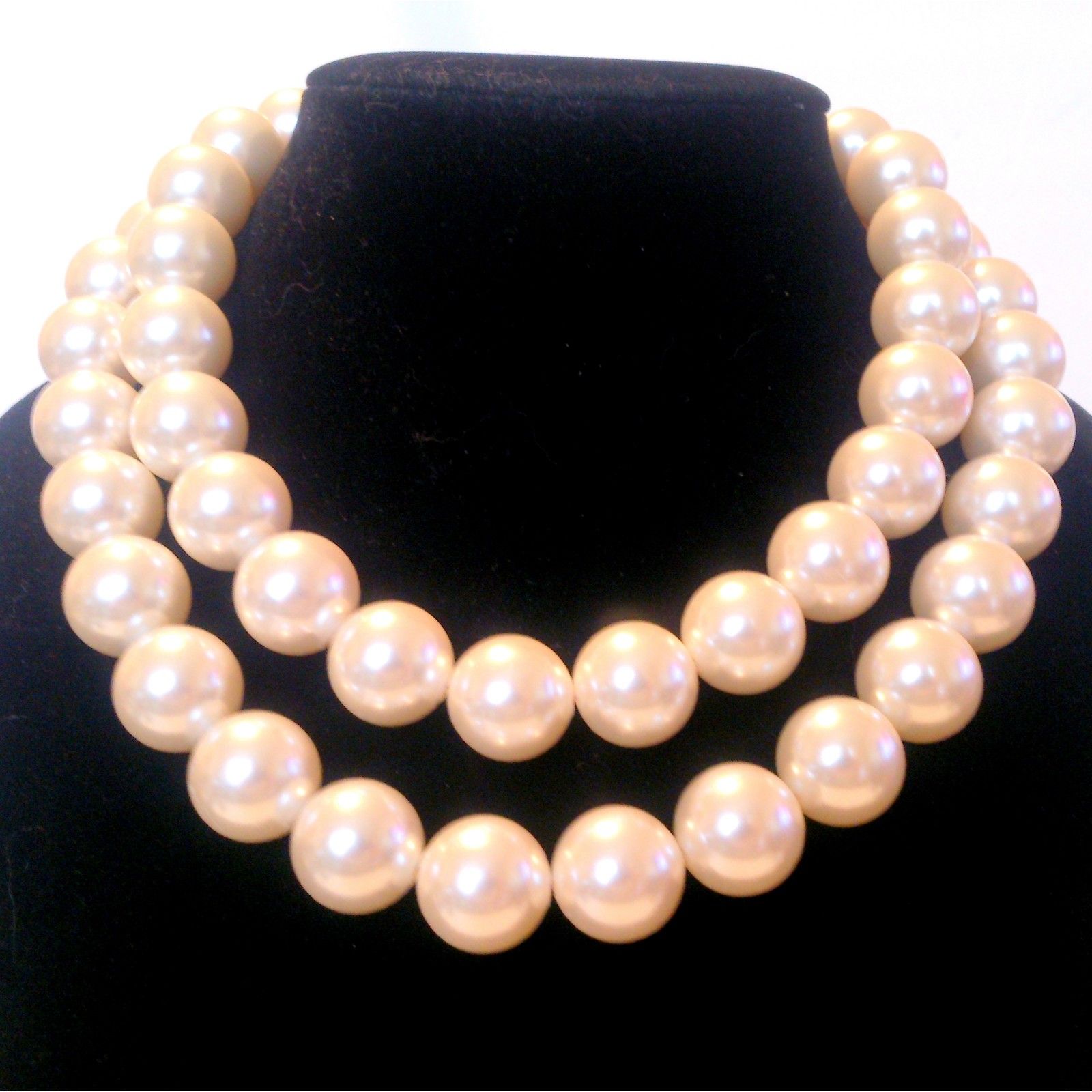 Fornash Chunky Multi Strand Faux Pearl Choker Necklace